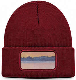 Czapka zimowa Genfersee mit Mont-Blanc im Morgenrot Ferdinand Hodler – bordowa