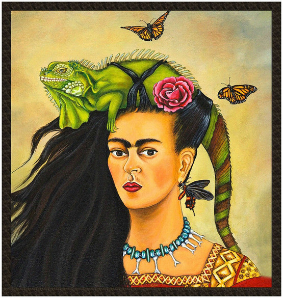 Naszywka Frida z legwanem – portret inspirowany Fridą Kahlo