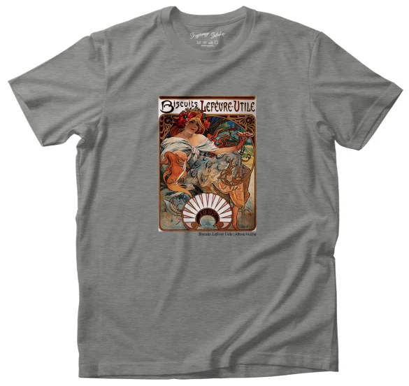 Koszulka z nadrukiem Biscuits Lefevre Utile Alfons Mucha