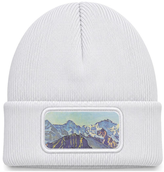 Czapka zimowa Eiger, Mönch und Jungfrau in der Morgensonne Ferdinand Hodler – biała
