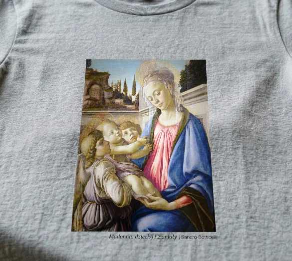 Bluzka damska Madonna, dziecko i 2 anioły Sandro Botticelli