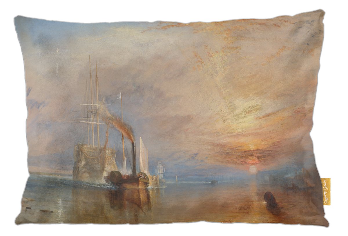 Poduszka dekoracyjna na prezent z obrazem Ostatnia droga Temeraire’a William Turner Szyjemy Sztukę