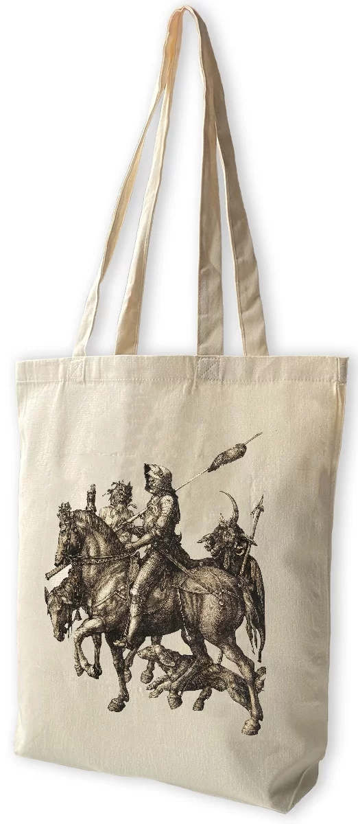 Torba bawełniana Rycerz, Śmierć i Diabeł Albrecht Dürer, Biała