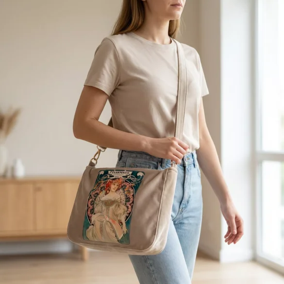 Torebka damska welurowa Rozmarzenie Alfons Mucha