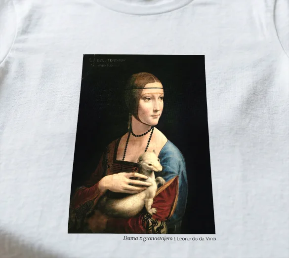 Koszulka z nadrukiem Dama z gronostajem Leonardo da Vinci
