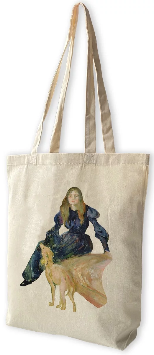 Torba bawełniana Julie Manet i jej piesek Laërte Berthe Morisot, Biała
