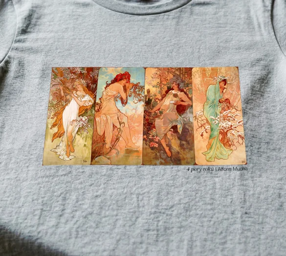 Koszulka z nadrukiem 4 pory roku Alfons Mucha