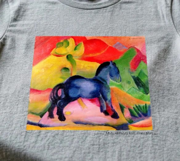 Koszulka z nadrukiem Mały niebieski koń Franz Marc