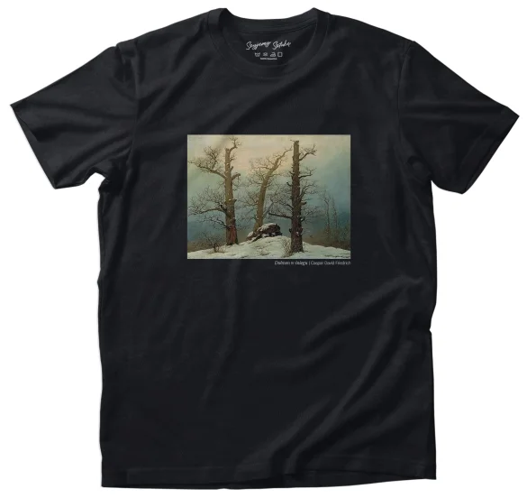 Koszulka z nadrukiem Dolmen w śniegu Caspar David Friedrich