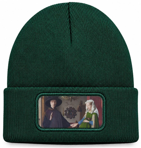 Czapka zimowa Portret małżonków Arnolfinich Jan Van Eyck – zielona