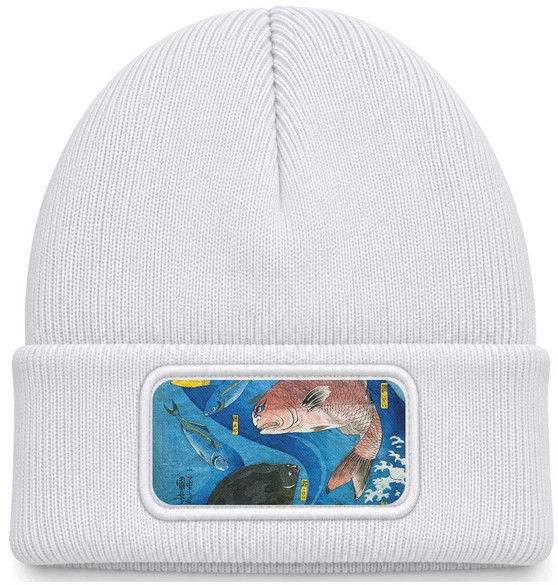 Czapka zimowa Umysły ryb Utagawa Kuniyoshi – biała