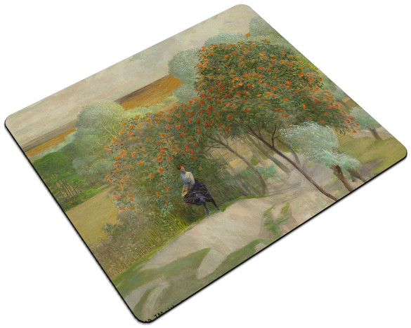 Podkładka Pejzaż z jarzębiną, lewa część tryptyku Idź nad strumienie Jacek Malczewski 24x19cm