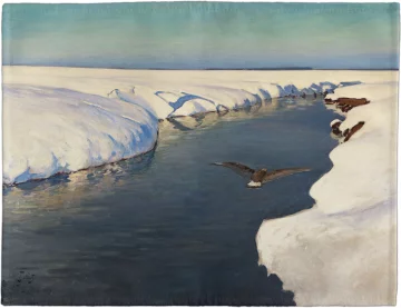 Podkładka na stół Pejzaż zimowy z rzeką i ptakiem Julian Fałat