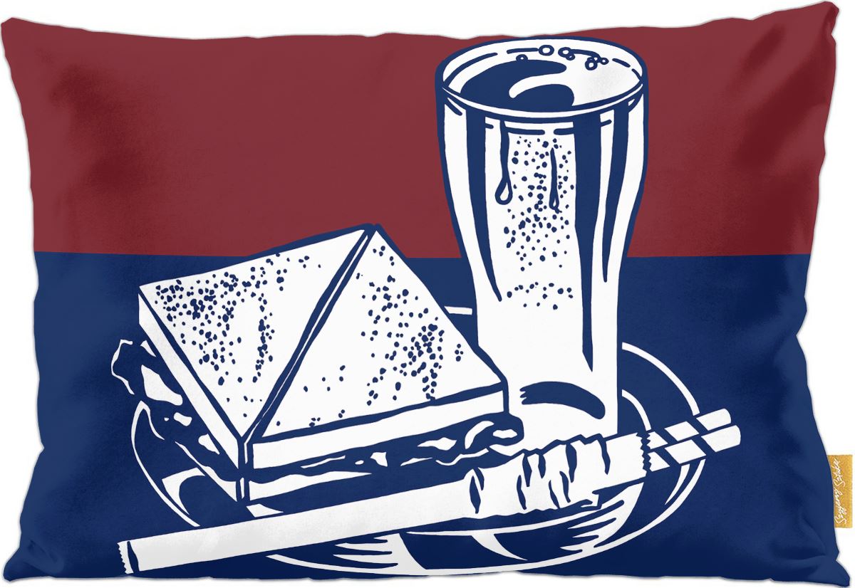 Poduszka dekoracyjna na prezent z obrazem Sandwich and soda Roy Lichtenstein Szyjemy Sztukę