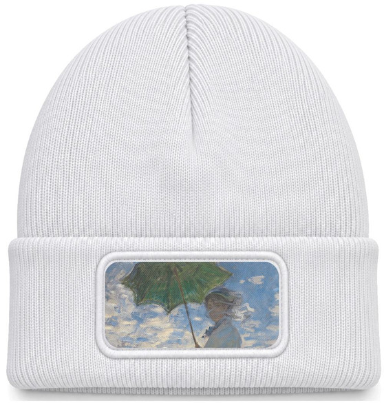 Czapka zimowa Kobieta z parasolem Claude Monet – biała