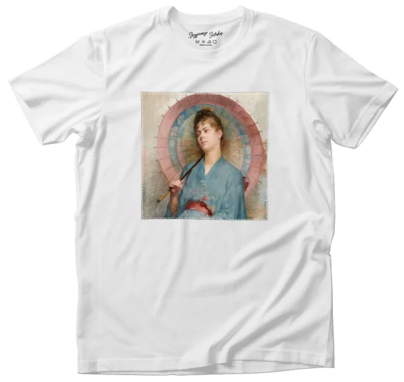 Koszulka z naszywką Kobieta z japońskim parasolem Anna Bilińska-Bohdanowiczowa