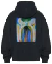 Bluza oversize Szare linie z czarnym, niebieskim i żółtym Georgia O’Keeffe