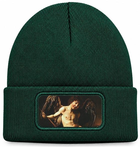 Czapka zimowa Amor Zwycięski Caravaggio – zielona