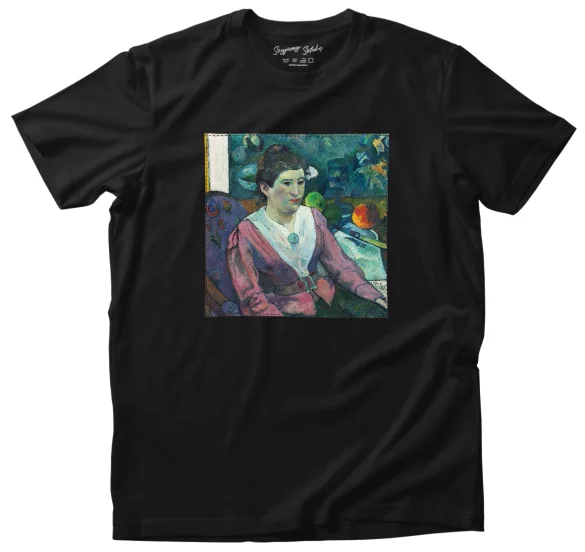 Koszulka z naszywką Kobieta na tle martwej natury, Cezanne Paul Gauguin