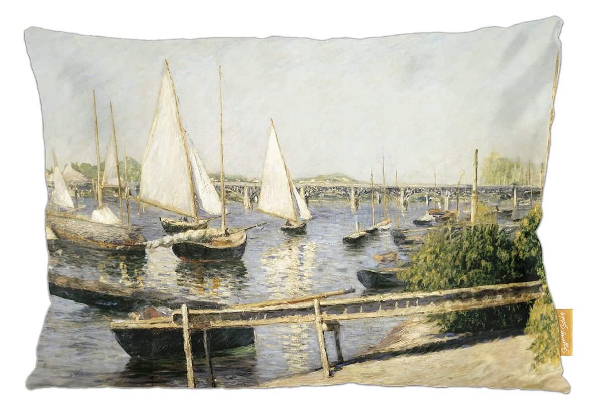 Poduszka dekoracyjna na prezent z obrazem Żaglówki w Argenteuil Gustave Caillebotte Szyjemy Sztukę