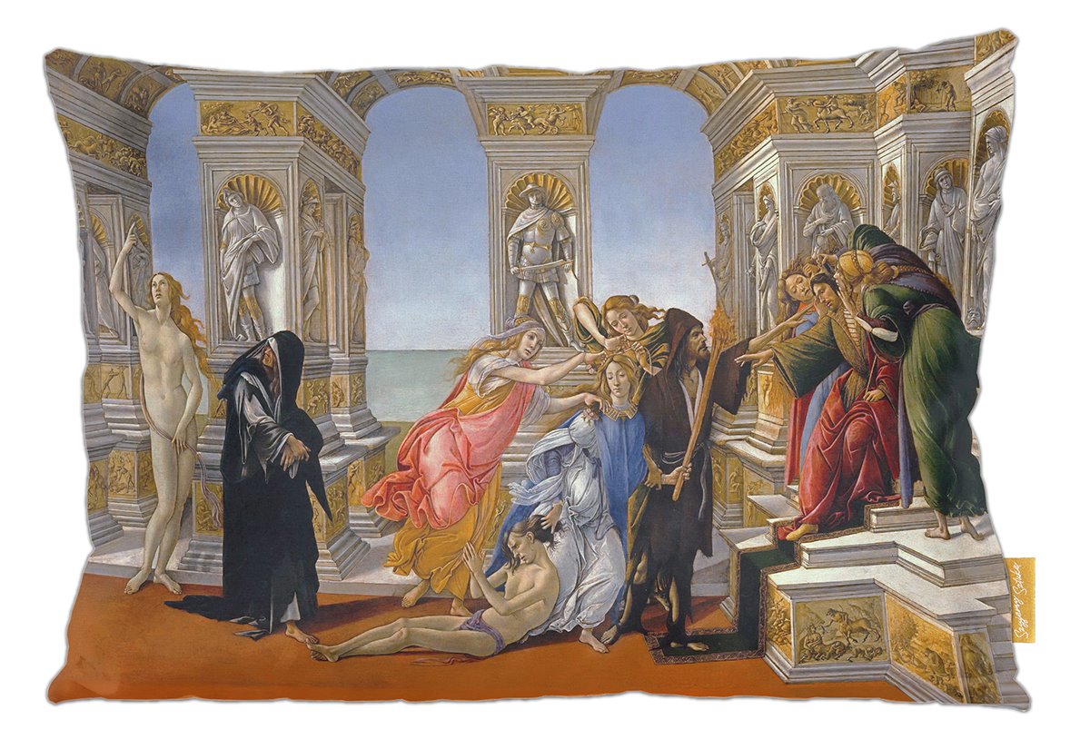 Poduszka dekoracyjna na prezent z obrazem Oszczerstwo według Apellesa Sandro Botticelli Szyjemy Sztukę