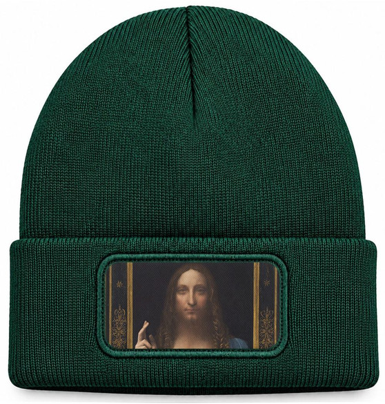 Czapka zimowa Zbawiciel świata Leonardo da Vinci – zielona