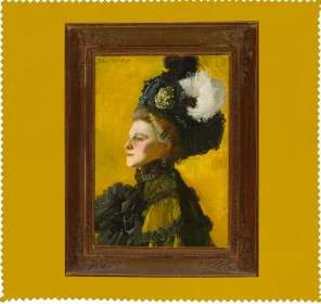 Ściereczka do okularów Portret żony artysty Jadwigi na żółtym tle Józef Mehoffer