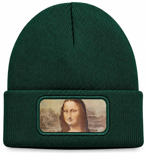 Czapka zimowa L.H.O.O.Q. Marcel Duchamp – zielona