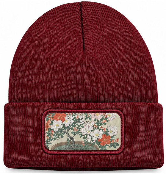 Czapka zimowa Azalia w doniczce Ohara Koson – bordowa