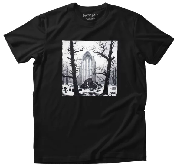 Koszulka z naszywką Cmentarz w śniegu Caspar David Friedrich