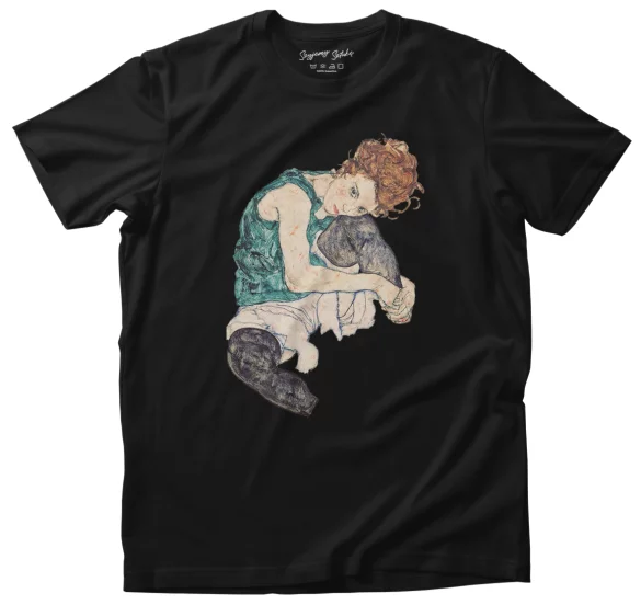 Koszulka Siedząca kobieta z podniesionym kolanem Egon Schiele