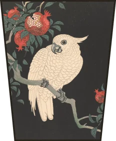 Ekran Biała papuga i granat Ohara Koson