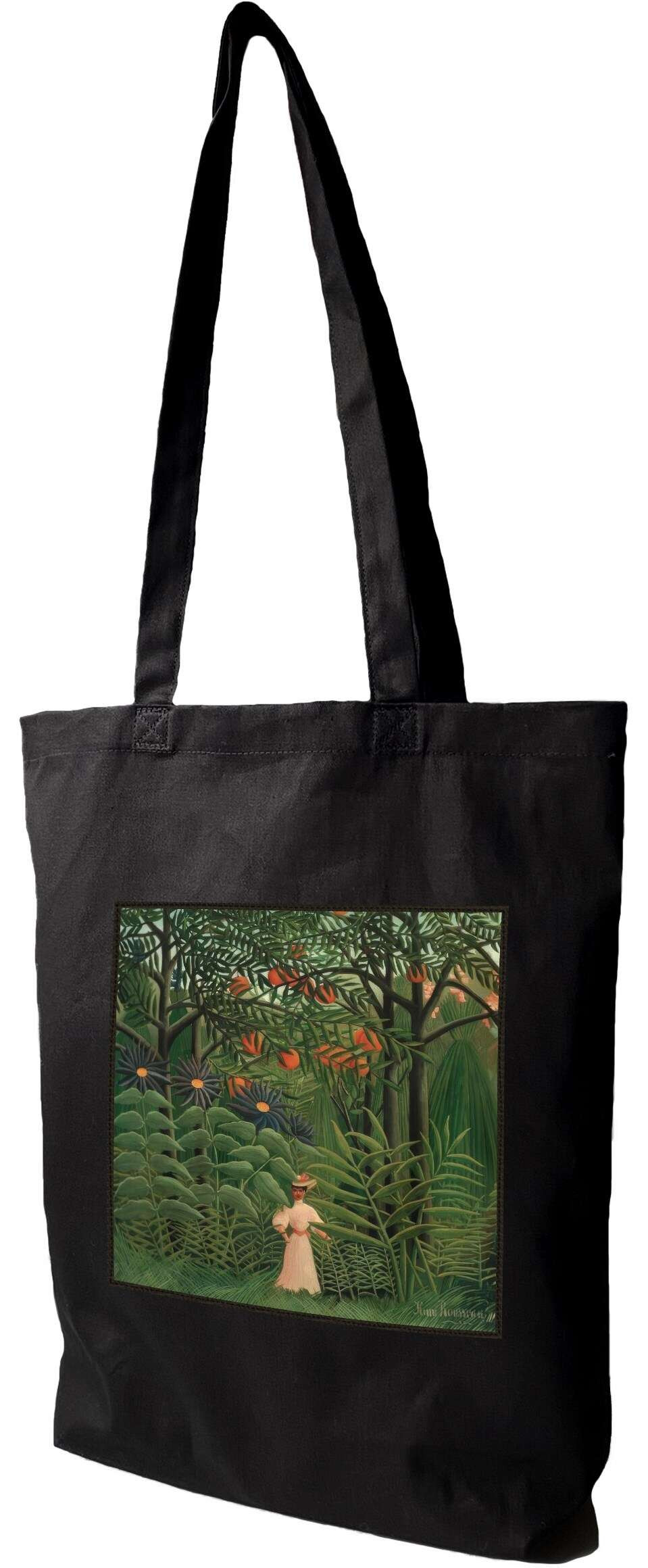 Torba z naszywką Woman Walking in an Exotic Forest Henri Rousseau, Czarna
