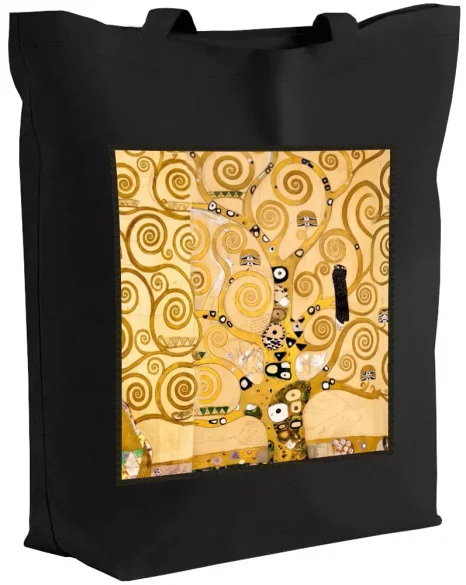 Torba z naszywką Drzewo życia Gustav Klimt czarna