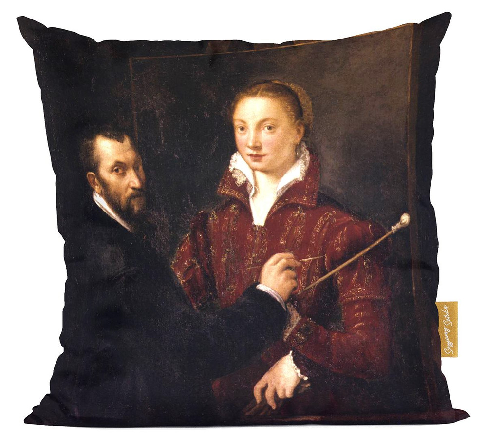 Poduszka Bernardino Campi malujący Sofonisbę Anguissolę Sofonisba Anguissola