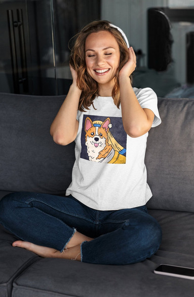 Bluzka damska z naszywką DOG PARODY: Dziewczyna z perłą 