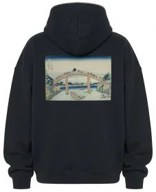Bluza oversize Pod mostem Mannen w Fukagawa Katsushika Hokusai