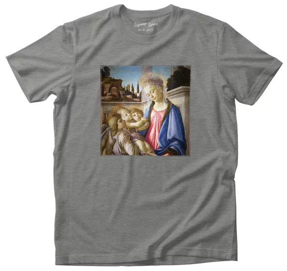 Koszulka z naszywką Madonna, dziecko i 2 anioły Sandro Botticelli