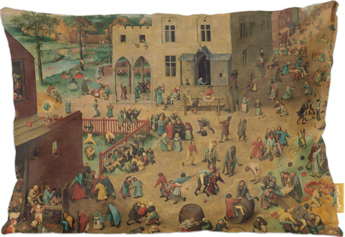 Poduszka dekoracyjna na prezent z obrazem Zabawy dziecięce Pieter Bruegel starszy Szyjemy Sztukę
