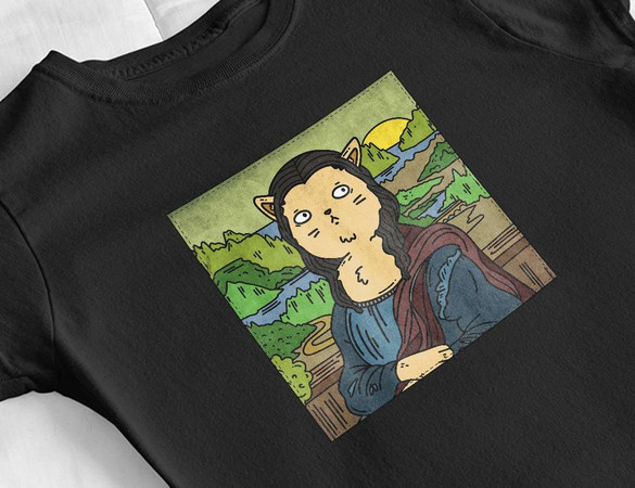 Bluzka damska z naszywką CAT PARODY: Mona Lisa