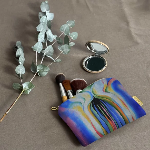 Kosmetyczka mini Szare linie z czarnym, niebieskim i żółtym Georgia O’Keeffe