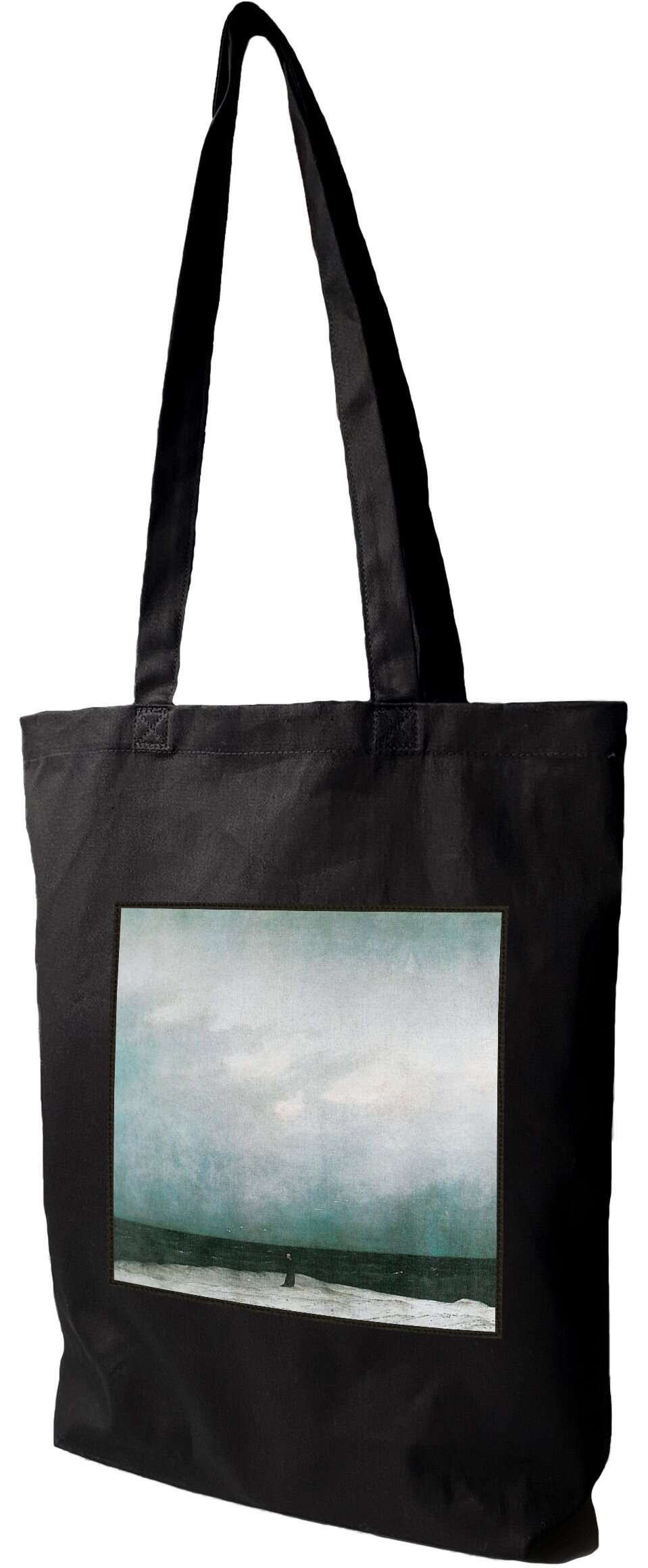 Torba z naszywką Mnich na brzegu morza Caspar David Friedrich, Czarna