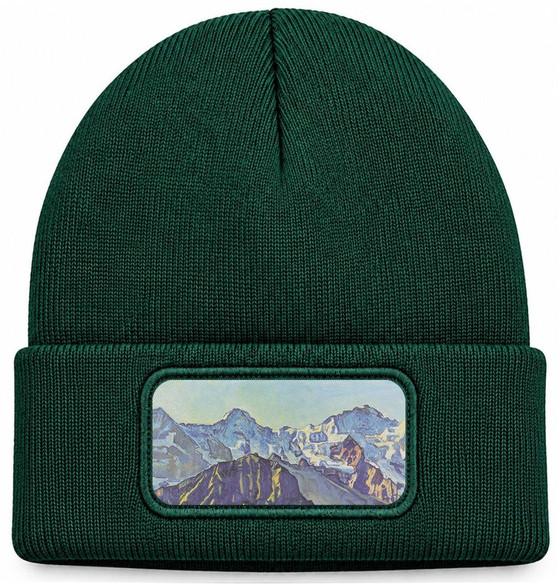 Czapka zimowa Eiger, Mönch und Jungfrau in der Morgensonne Ferdinand Hodler – zielona