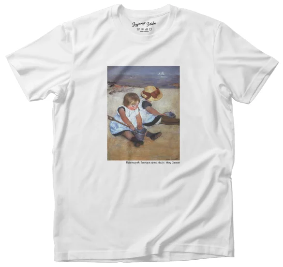 Koszulka z nadrukiem Dziewczynki bawiące się na plaży Mary Cassatt