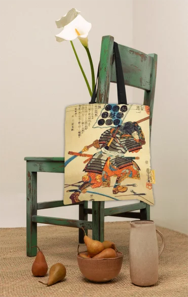 Torba na ramię Samuraj Kiyokazu z naginatą Utagawa Kuniyoshi