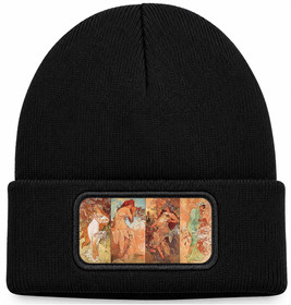 Czapka zimowa 4 pory roku Alfons Mucha – czarna