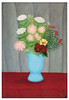 Still life of flowers in a blue vase
