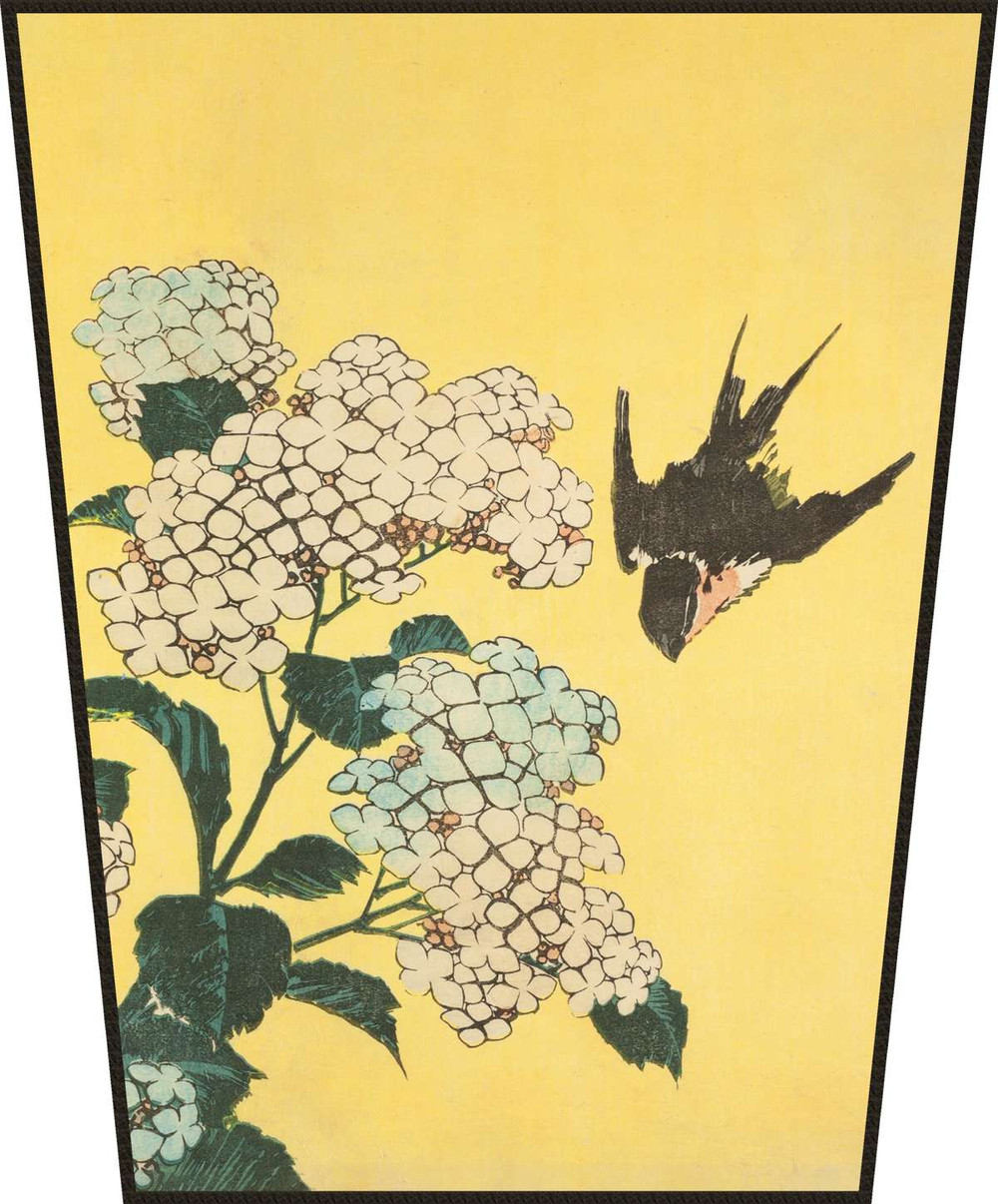 Ekran Hortensja i Jaskółka Katsushika Hokusai