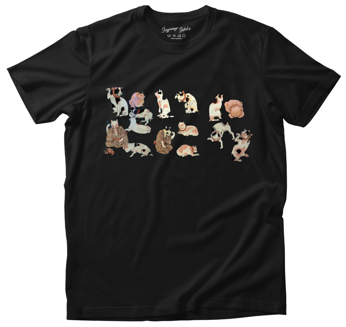 Koszulka Przysłowia Ilustrowane przez Koty Utagawa Kuniyoshi– koszulka z nadrukiem obrazu, t-shirt ze sztuką