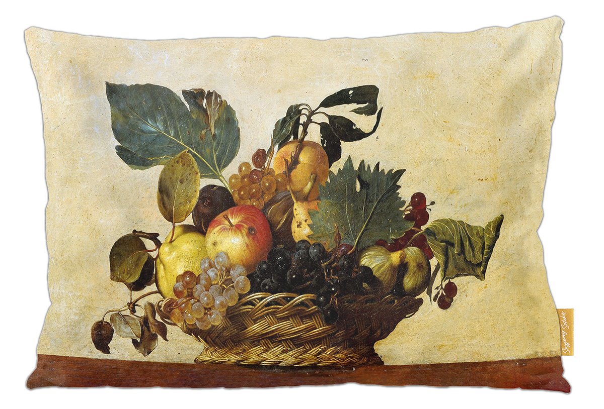 Poduszka dekoracyjna na prezent z obrazem Kosz z owocami Caravaggio Szyjemy Sztukę